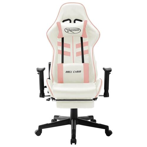 Gamingstol kunstlæder hvid og pink