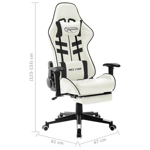 Gamingstol kunstlæder hvid og sort