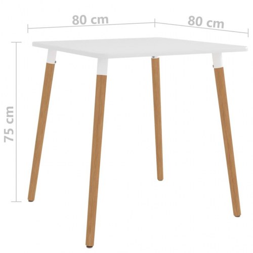 Spisebord 80x80x75 cm metal hvid