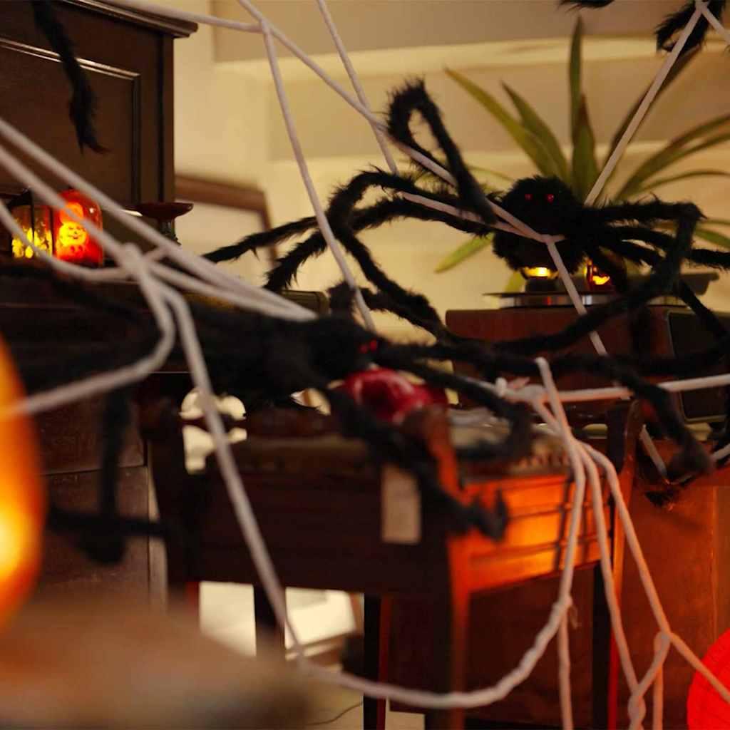 Edderkop 2 stk Sort og hvid 200 cm Polyester