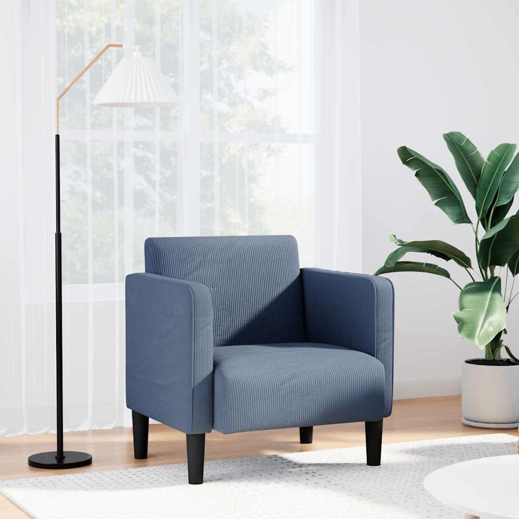 Sofastol med armlæn 54 cm fløjlsstof blå