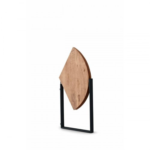 Spisebord rundt med tredelt bordplade og sort stel