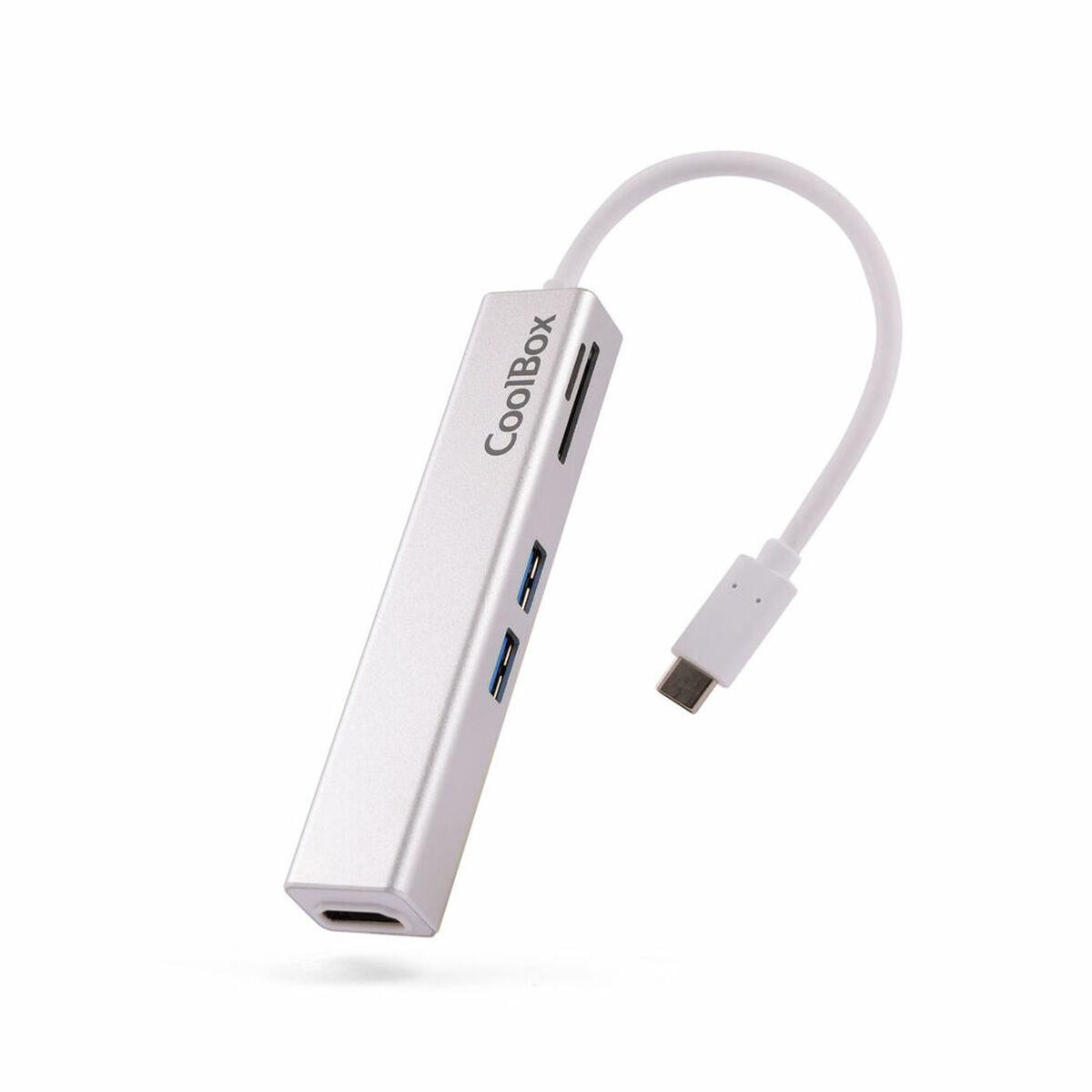 CoolBox COO-DOCK-02 USB-C dockingstation - Hvid/Sølv billede
