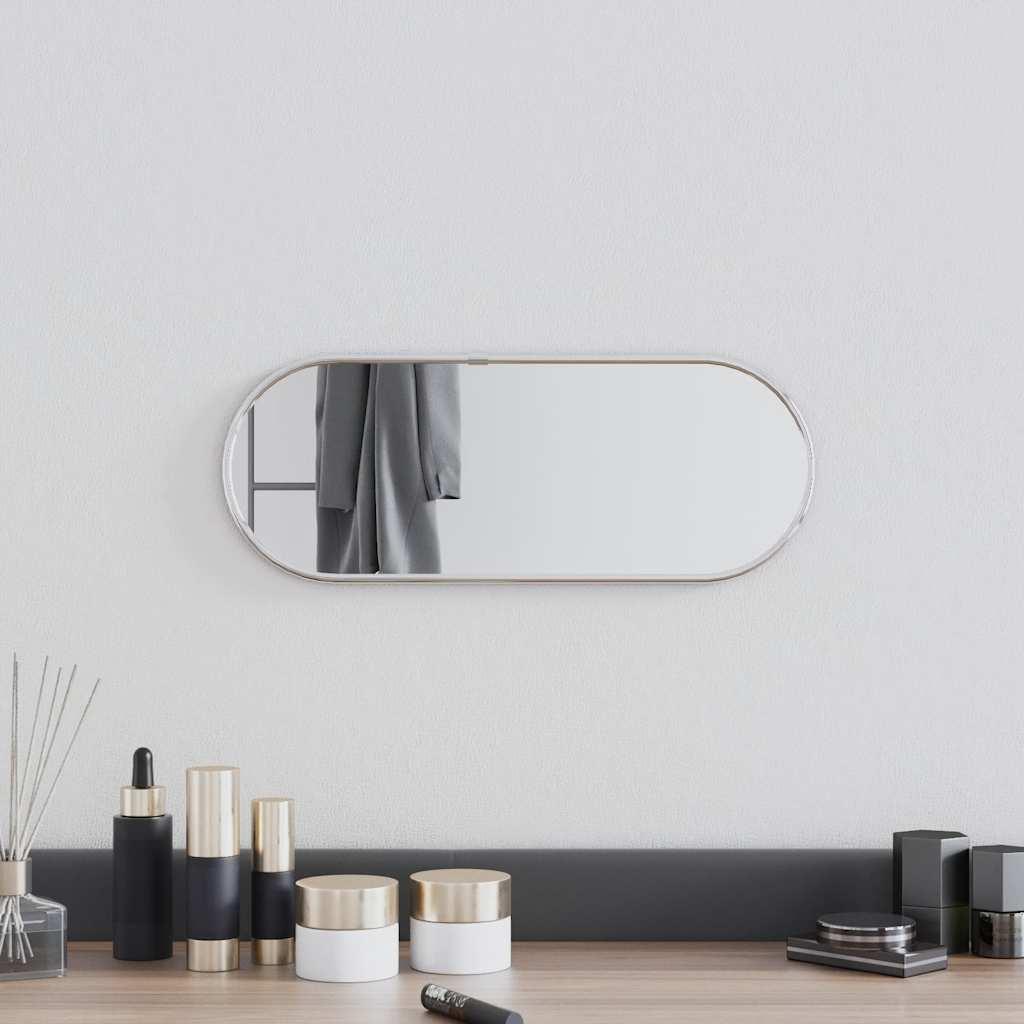 Vægspejl 40x15 cm oval sølvfarvet billede