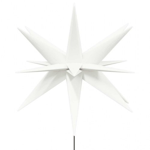 Foldbar julestjerne m. LED-lys på jordspyd 3 stk. - hvid, 57 cm