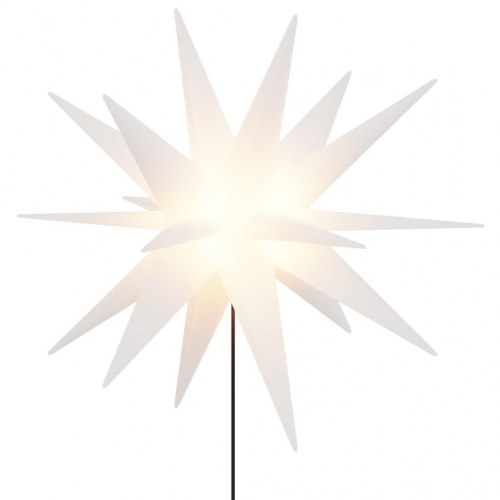 Foldbar julestjerne m. LED-lys på jordspyd 3 stk. - hvid, 57 cm