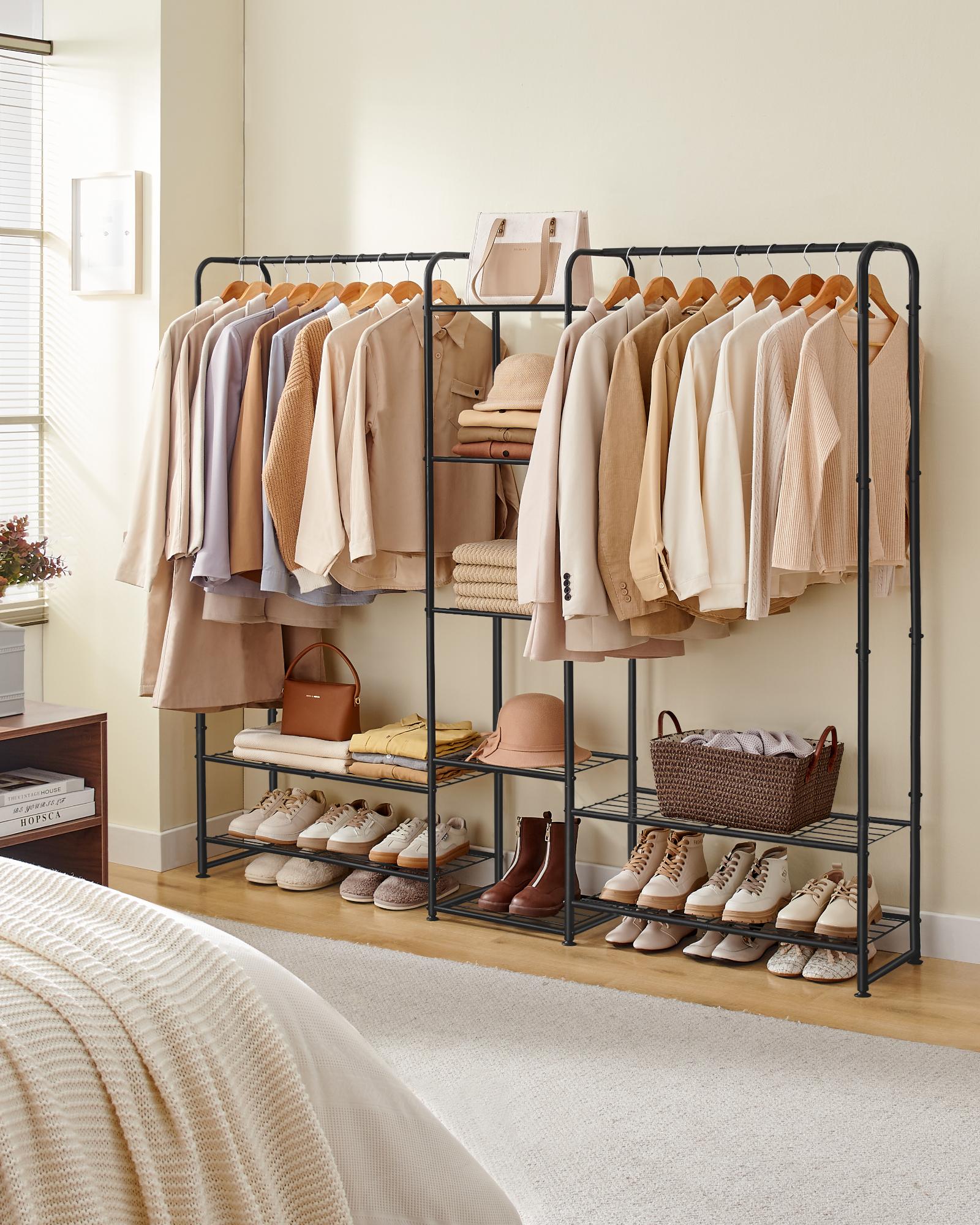 Åben garderobestativ med hylder – SONGMICS, mat sort