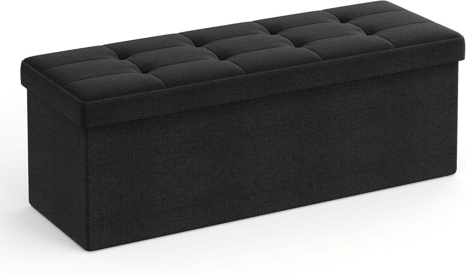 Opbevaringsbænk med låg – SONGMICS, 110 x 38 x 38 cm, sort