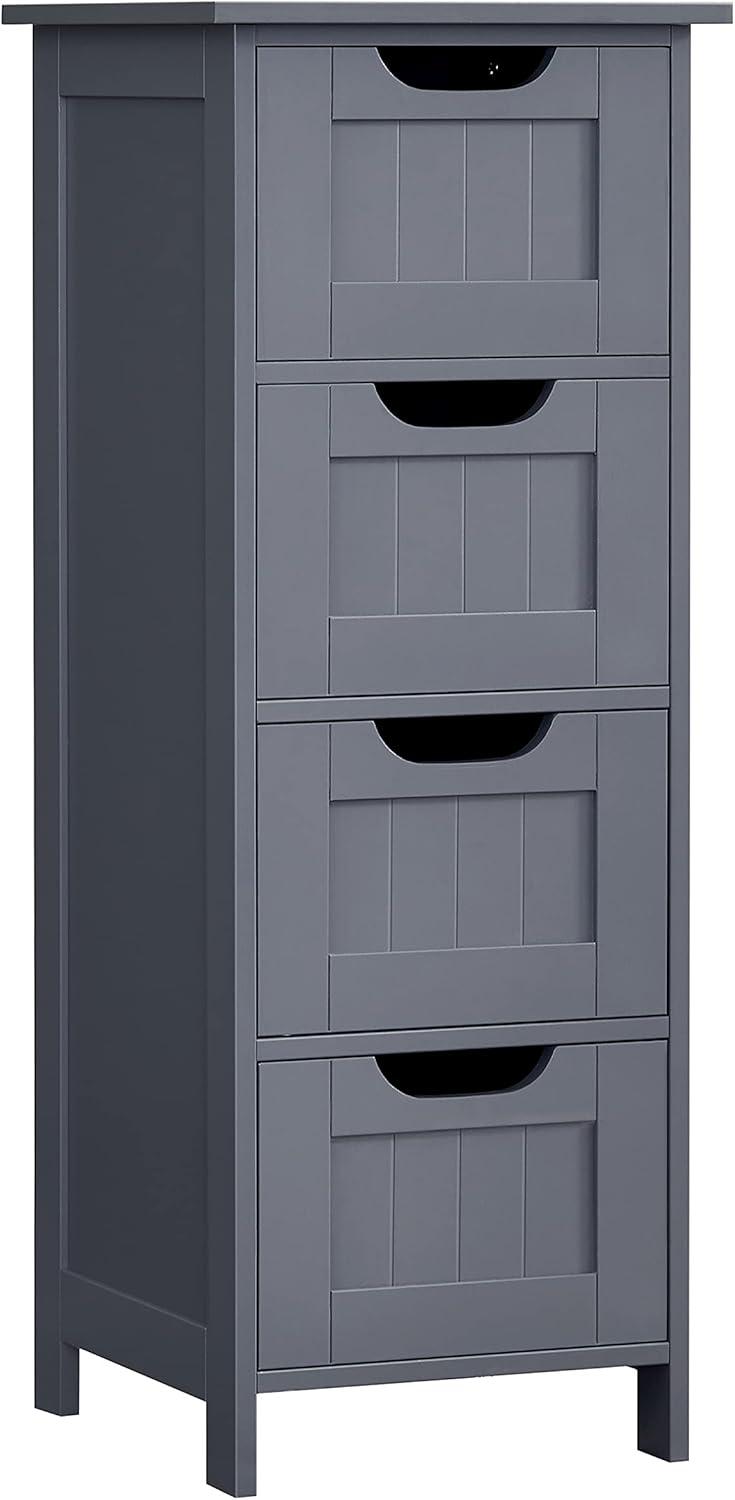 Opbevaringsskab til badeværelse VASAGLE med 4 skuffer, fritstående, 30 × 30 × 82 cm, grå