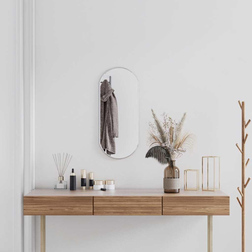 Vægspejl 70x30 cm oval sølvfarvet