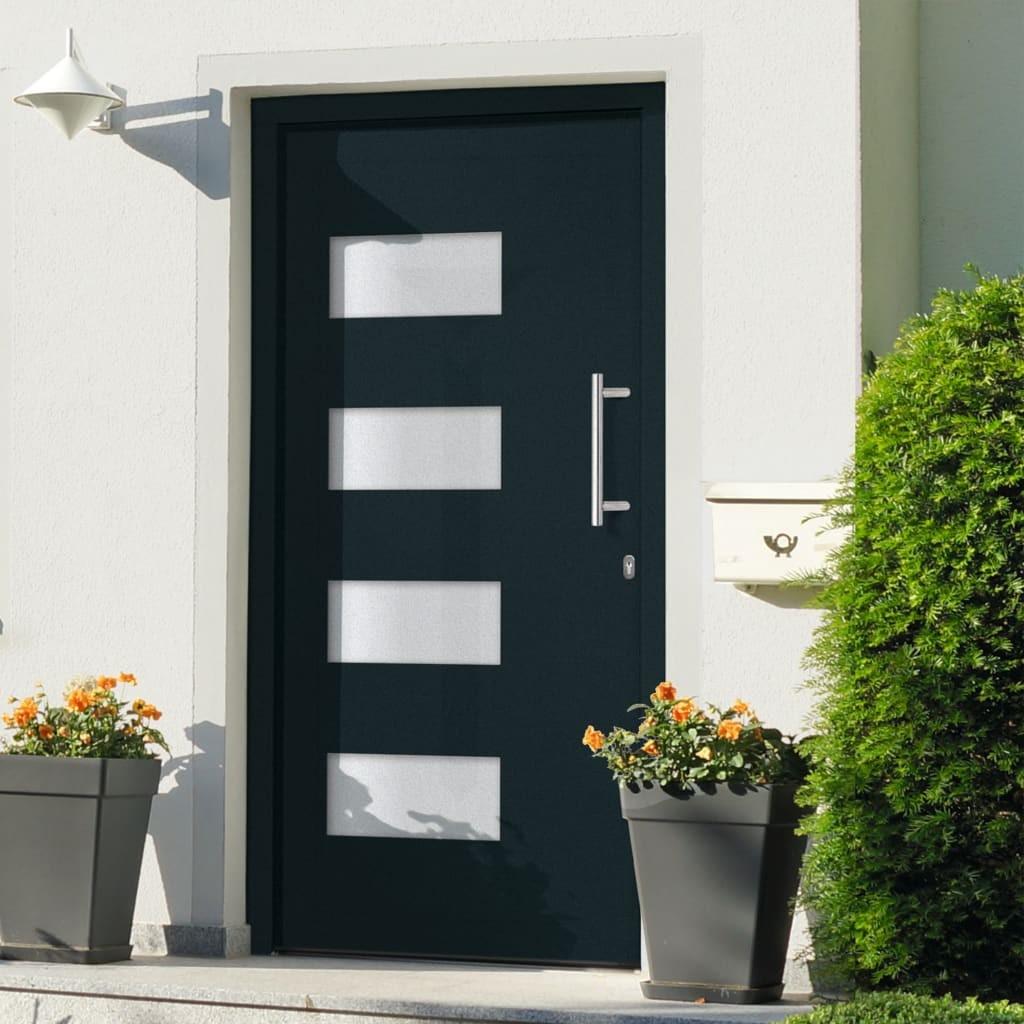 Hoveddør 110x210 cm aluminium og PVC antracitgrå