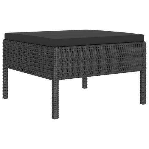 Loungesæt til haven 6 dele med hynder polyrattan sort