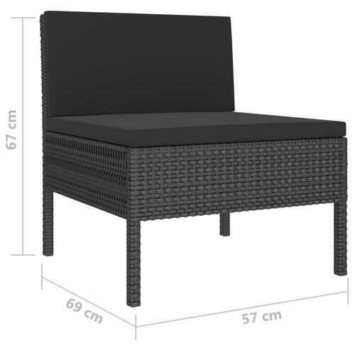 Loungesæt til haven 6 dele med hynder polyrattan sort