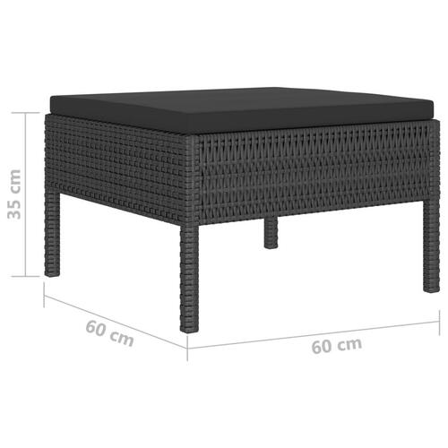 Loungesæt til haven 6 dele med hynder polyrattan sort