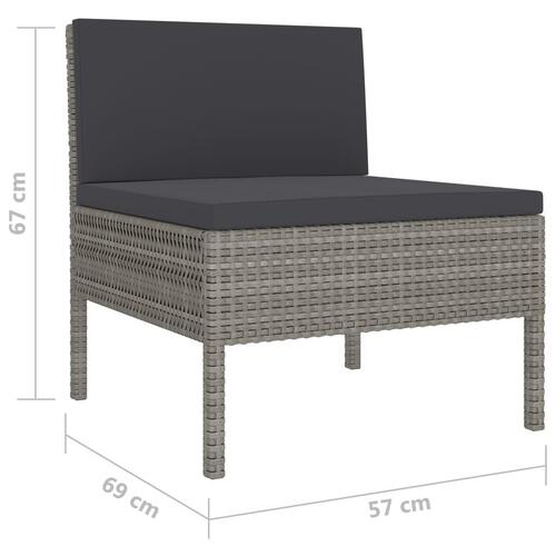 Loungesæt til haven 6 dele med hynder polyrattan grå