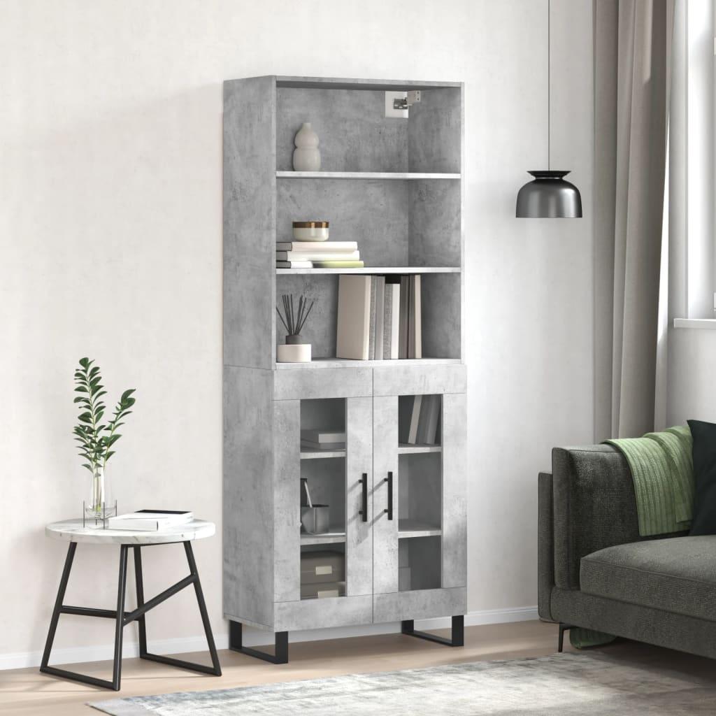 Højskab 69,5x34x180 cm konstrueret træ betongrå billede