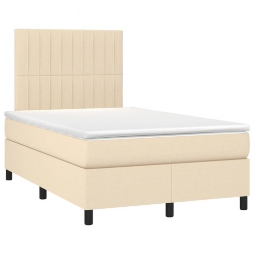 Kontinentalseng med madras 120x190 cm - stof, cremefarvet
