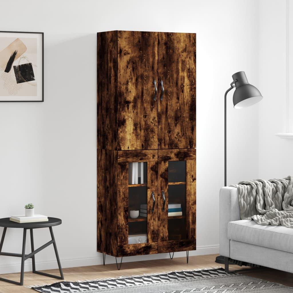 Højskab 69,5x34x180 cm konstrueret træ røget egetræsfarve billede