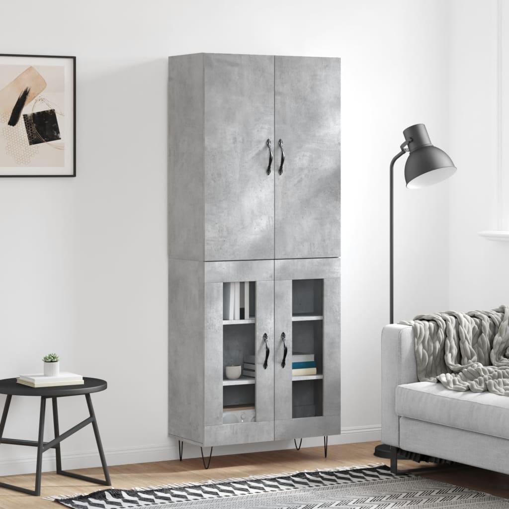 Højskab 69,5x34x180 cm konstrueret træ betongrå billede