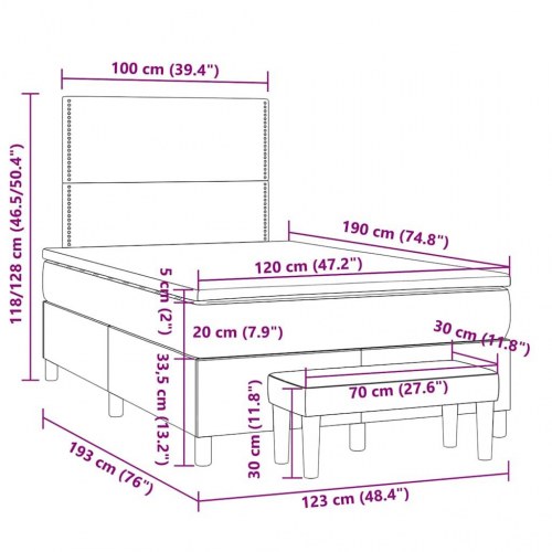 Kontinentalseng med madras 120×190 cm - stof, blå