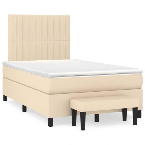 Kontinentalseng med madras 120×190 cm - stof, cremefarvet