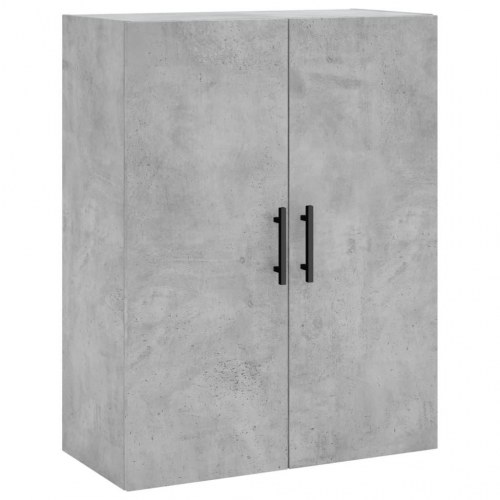 Højskab 69,5×34×180 cm i konstrueret træ - betongrå med glas og metalfødder