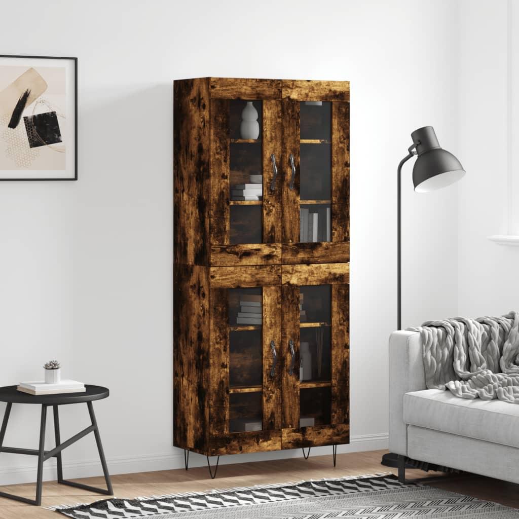 Højskab 69,5x34x180 cm konstrueret træ røget egetræsfarve billede