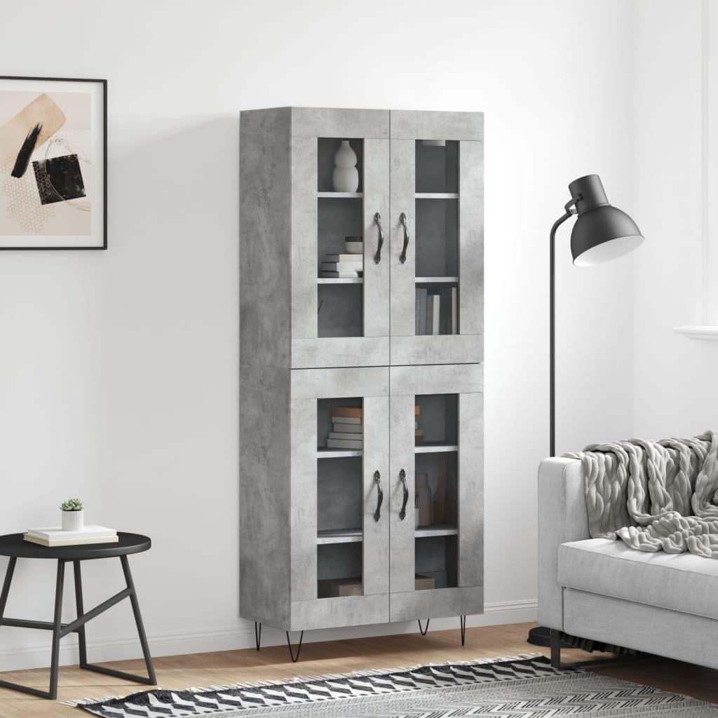 Højskab 69,5x34x180 cm konstrueret træ betongrå billede