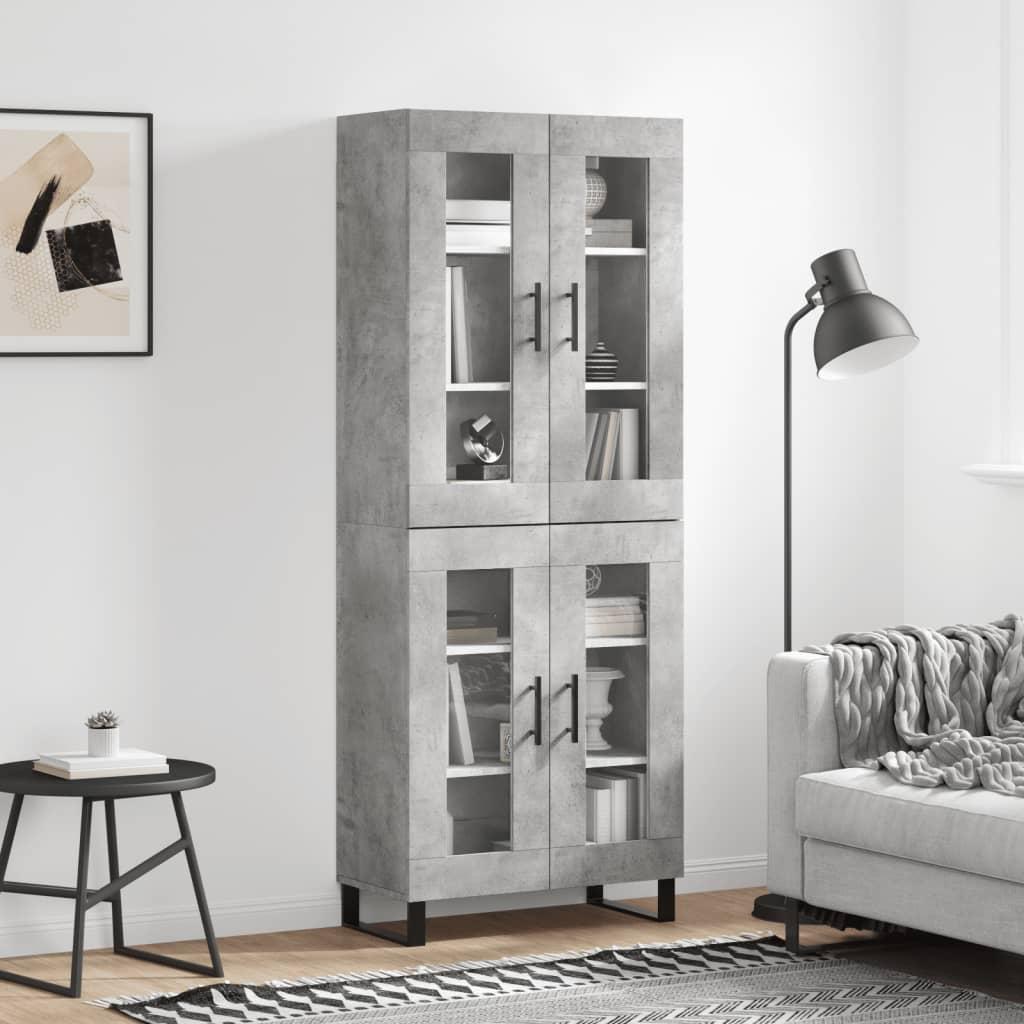 Højskab 69,5x34x180 cm konstrueret træ betongrå billede
