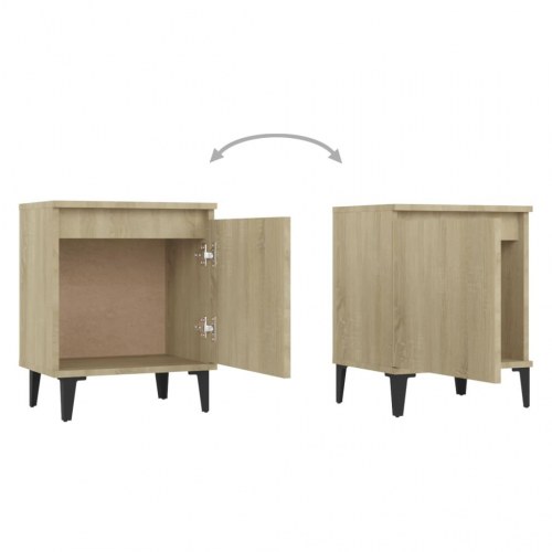 Sengeborde med metalben 40×30×50 cm - sonoma-eg (2 stk.)