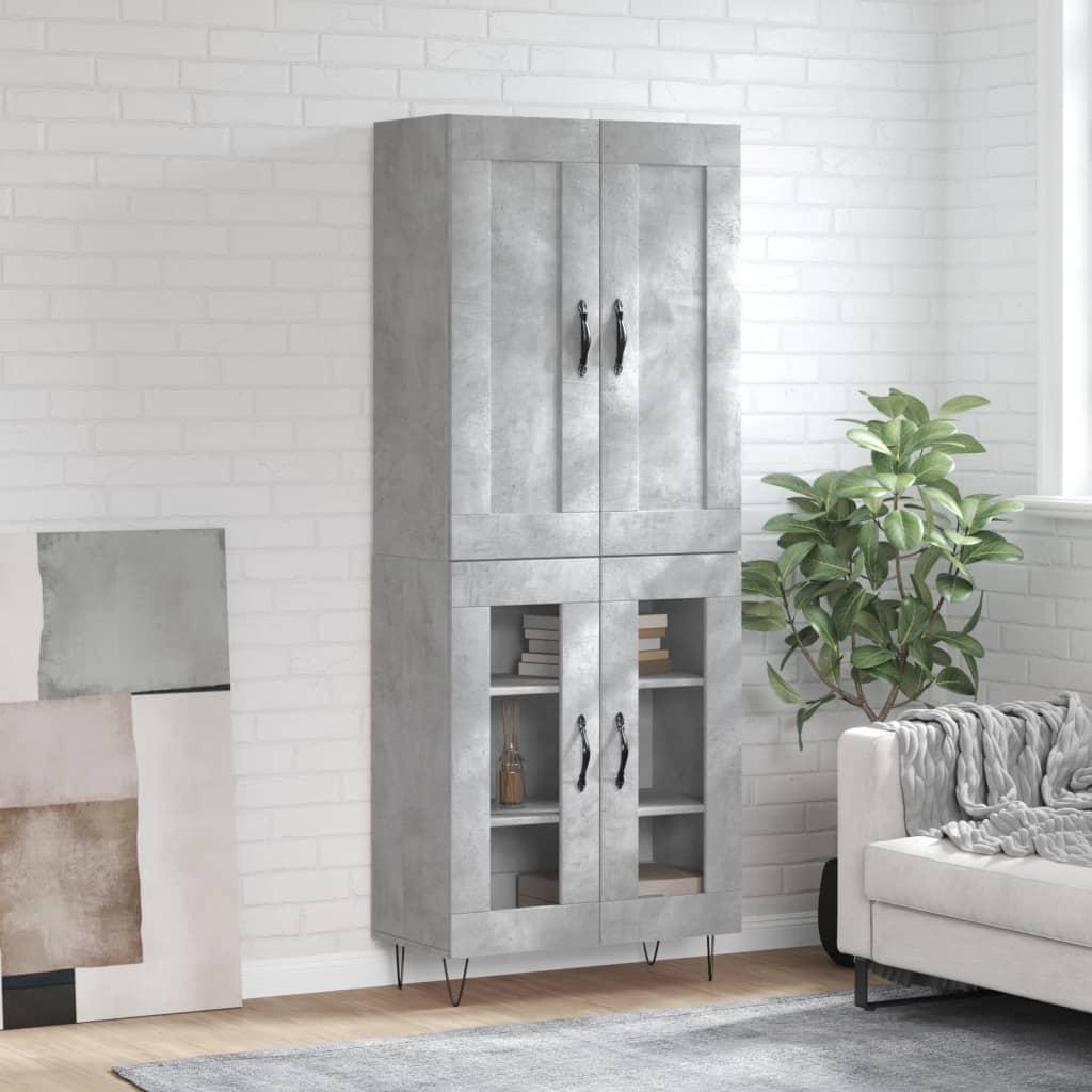 Højskab 69,5x34x180 cm konstrueret træ betongrå billede