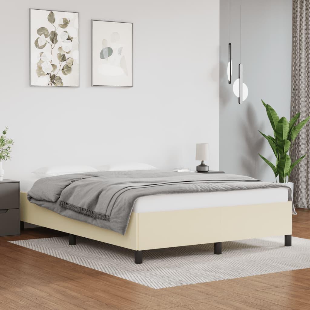 Sengeramme 140x190 cm i cremefarvet kunstlæder billede