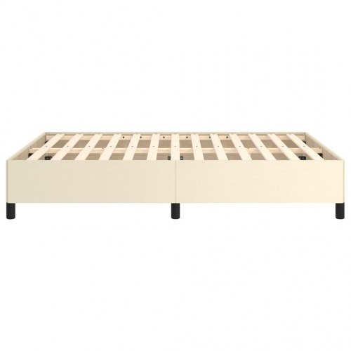 Sengeramme 140x190 cm i cremefarvet kunstlæder