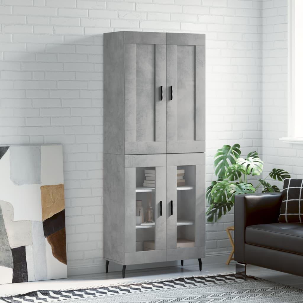 Højskab 69,5x34x180 cm konstrueret træ betongrå billede
