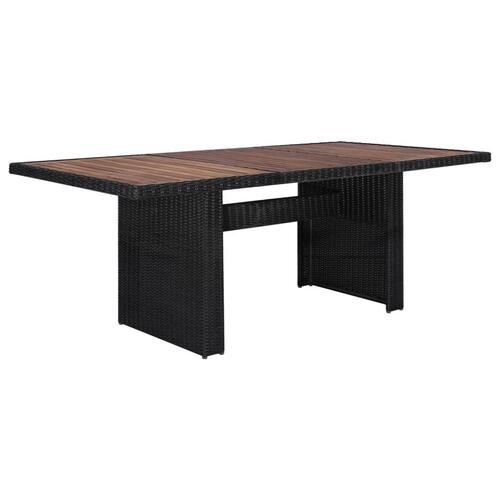 Udendørs spisebordssæt 7 dele polyrattan sort