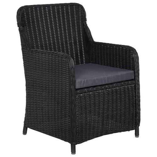 Udendørs spisebordssæt 7 dele polyrattan sort
