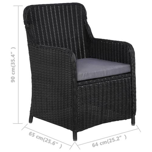 Udendørs spisebordssæt 7 dele polyrattan sort