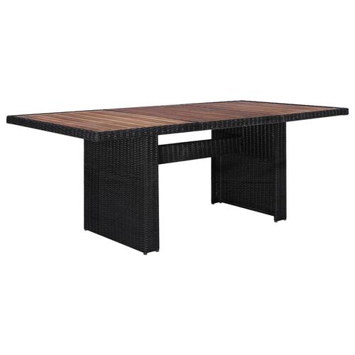Udendørs spisebordssæt 9 dele polyrattan sort