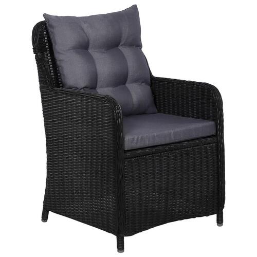 Udendørs spisebordssæt 9 dele polyrattan sort