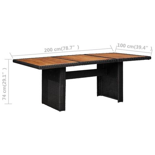 Udendørs spisebordssæt 9 dele polyrattan sort