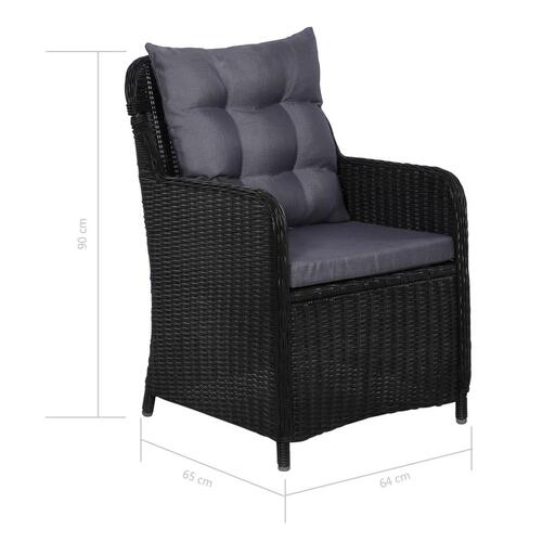 Udendørs spisebordssæt 9 dele polyrattan sort