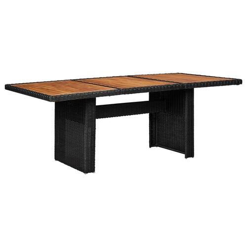 Udendørs spisebordssæt 9 dele polyrattan sort