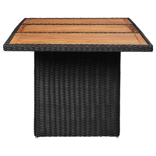 Udendørs spisebordssæt 9 dele polyrattan sort