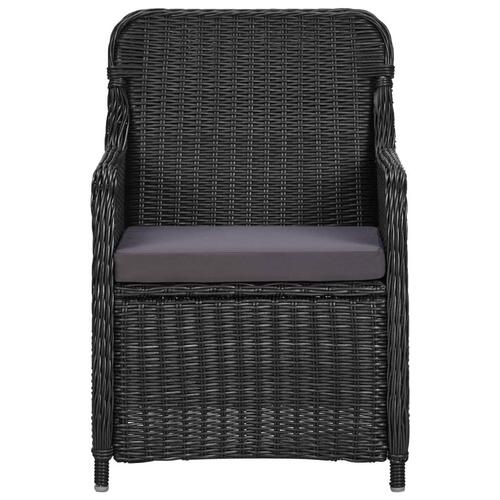 Udendørs spisebordssæt 9 dele polyrattan sort