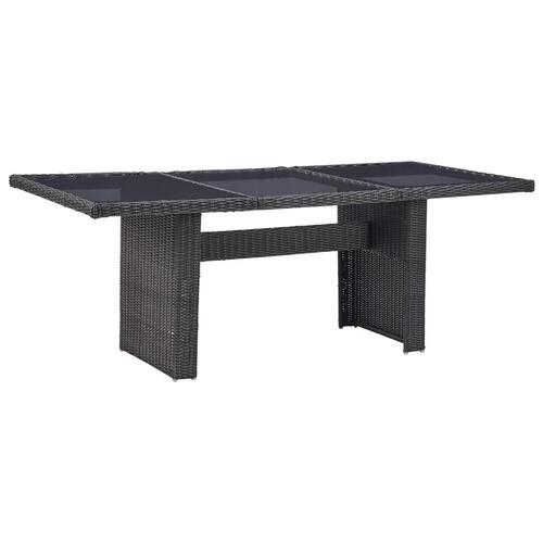 Udendørs spisebordssæt 7 dele polyrattan sort
