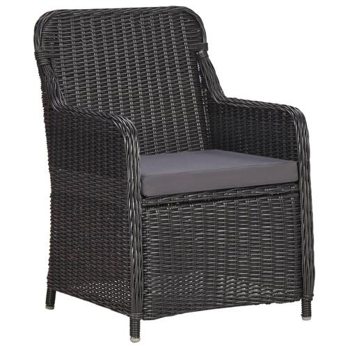 Udendørs spisebordssæt 7 dele polyrattan sort