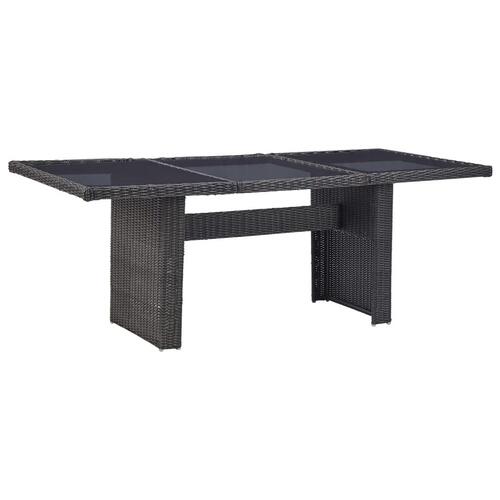 Udendørs spisebordssæt 9 dele polyrattan sort