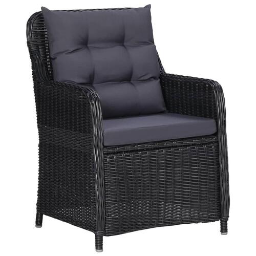 Udendørs spisebordssæt 9 dele polyrattan sort
