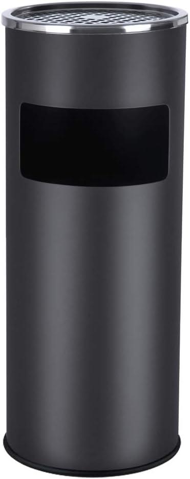 Skraldespand/Askebæger på fod – SONGMICS, rustfrit stål, sort, 60,5 × 24,5 cm (LTB17C)