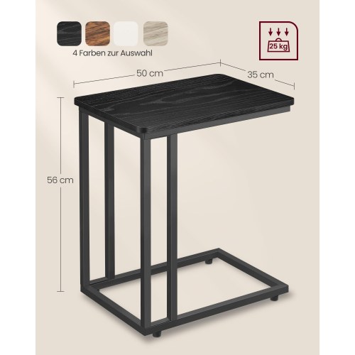 Sidebord med hjul sofabord i stål, ibenholt-sort, 35 × 50 cm